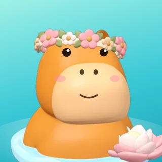 Capybara Hot Spring app icon: a capybara in a flower crown soaking in aqua water
